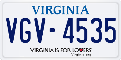 VA license plate VGV4535