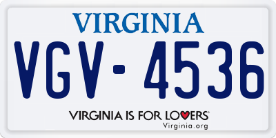 VA license plate VGV4536