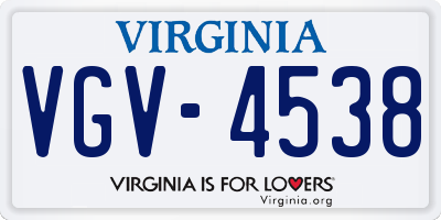 VA license plate VGV4538