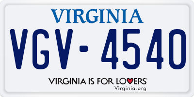 VA license plate VGV4540