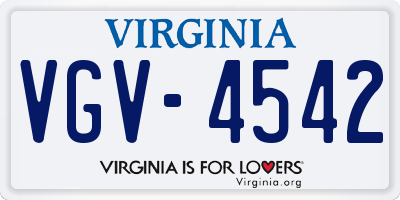 VA license plate VGV4542