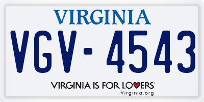 VA license plate VGV4543
