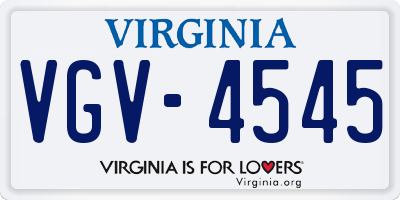 VA license plate VGV4545