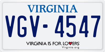 VA license plate VGV4547