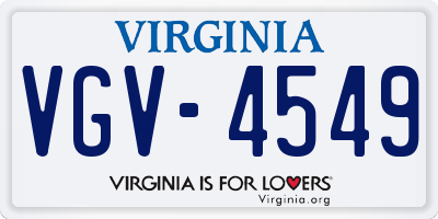 VA license plate VGV4549