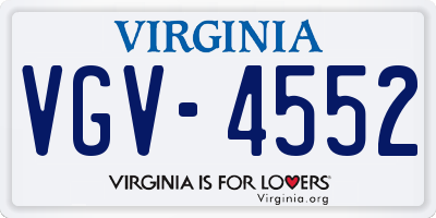 VA license plate VGV4552