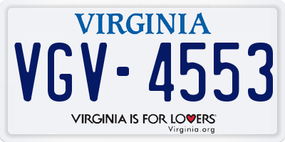 VA license plate VGV4553