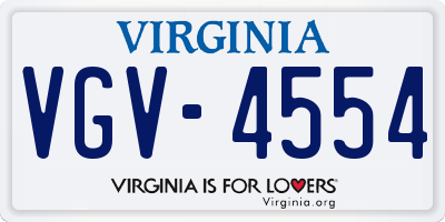 VA license plate VGV4554