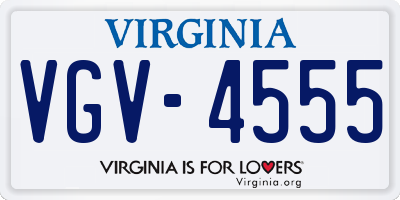 VA license plate VGV4555