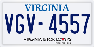 VA license plate VGV4557
