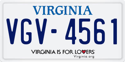 VA license plate VGV4561