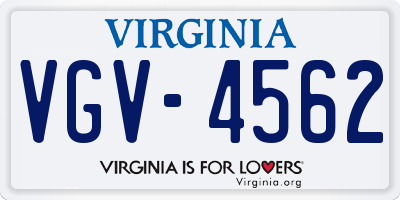 VA license plate VGV4562