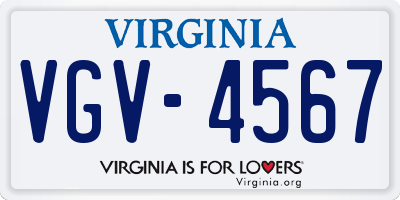 VA license plate VGV4567