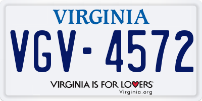 VA license plate VGV4572