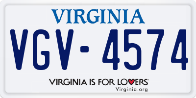 VA license plate VGV4574