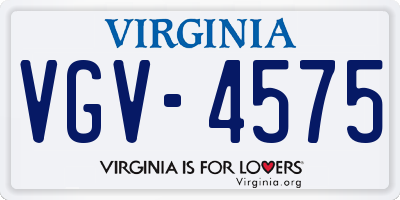 VA license plate VGV4575