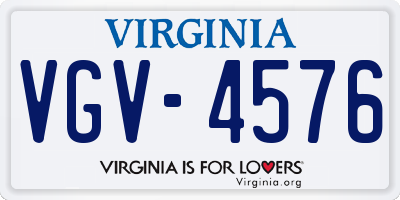 VA license plate VGV4576