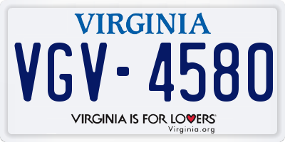VA license plate VGV4580
