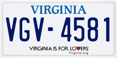 VA license plate VGV4581