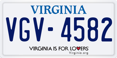 VA license plate VGV4582
