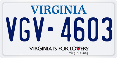 VA license plate VGV4603