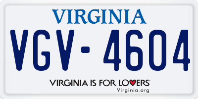 VA license plate VGV4604