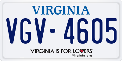 VA license plate VGV4605