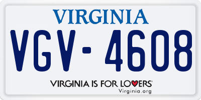 VA license plate VGV4608