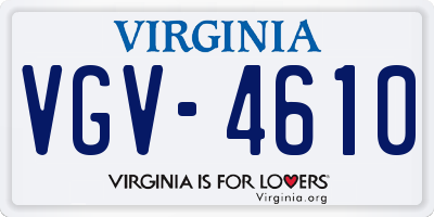 VA license plate VGV4610