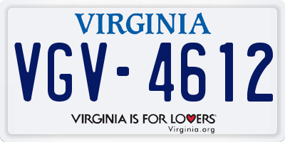 VA license plate VGV4612