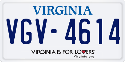 VA license plate VGV4614
