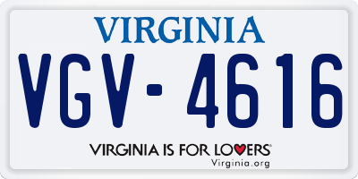 VA license plate VGV4616