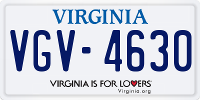 VA license plate VGV4630