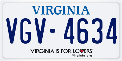 VA license plate VGV4634