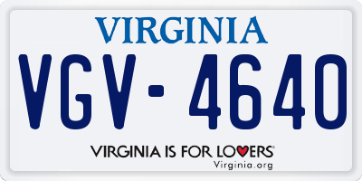 VA license plate VGV4640