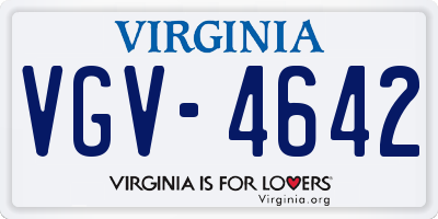 VA license plate VGV4642
