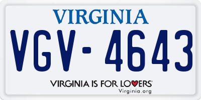 VA license plate VGV4643
