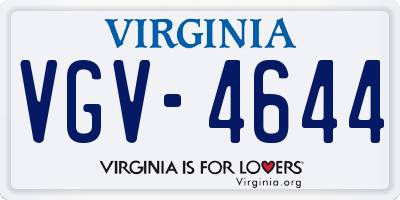 VA license plate VGV4644