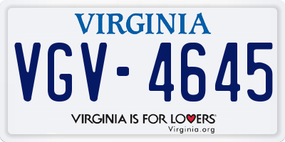 VA license plate VGV4645
