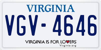 VA license plate VGV4646