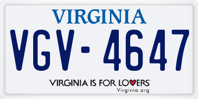 VA license plate VGV4647