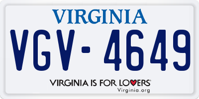 VA license plate VGV4649