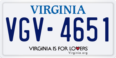VA license plate VGV4651