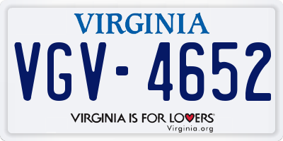 VA license plate VGV4652