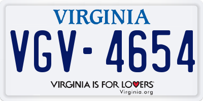 VA license plate VGV4654