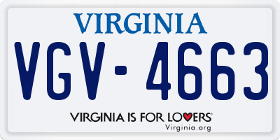 VA license plate VGV4663