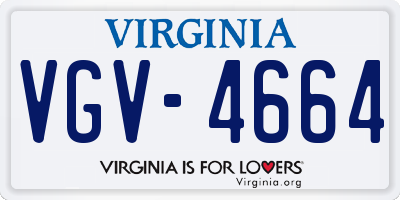 VA license plate VGV4664