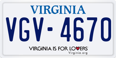 VA license plate VGV4670