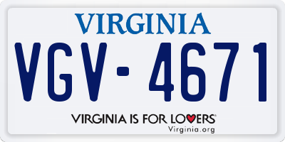 VA license plate VGV4671