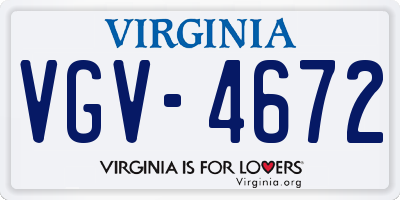 VA license plate VGV4672